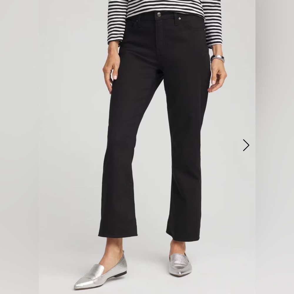 Chico's Black Cropped Girlfriend Kick Flare Jeans